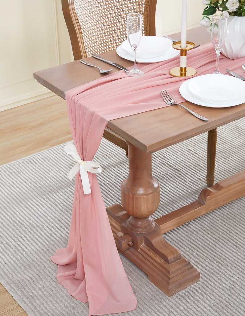 Warm Home Designs Chiffon Table Runner for Wedding Table Decor in 6 Sizes with 2 Free Tie-Backs