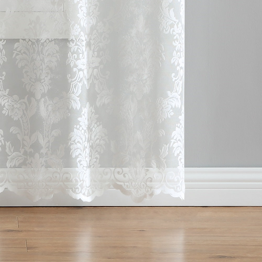 Warm Home Designs Pair of 2 Knitted Lace Curtains with Elegant Damask Pattern. Available in 3 Colors