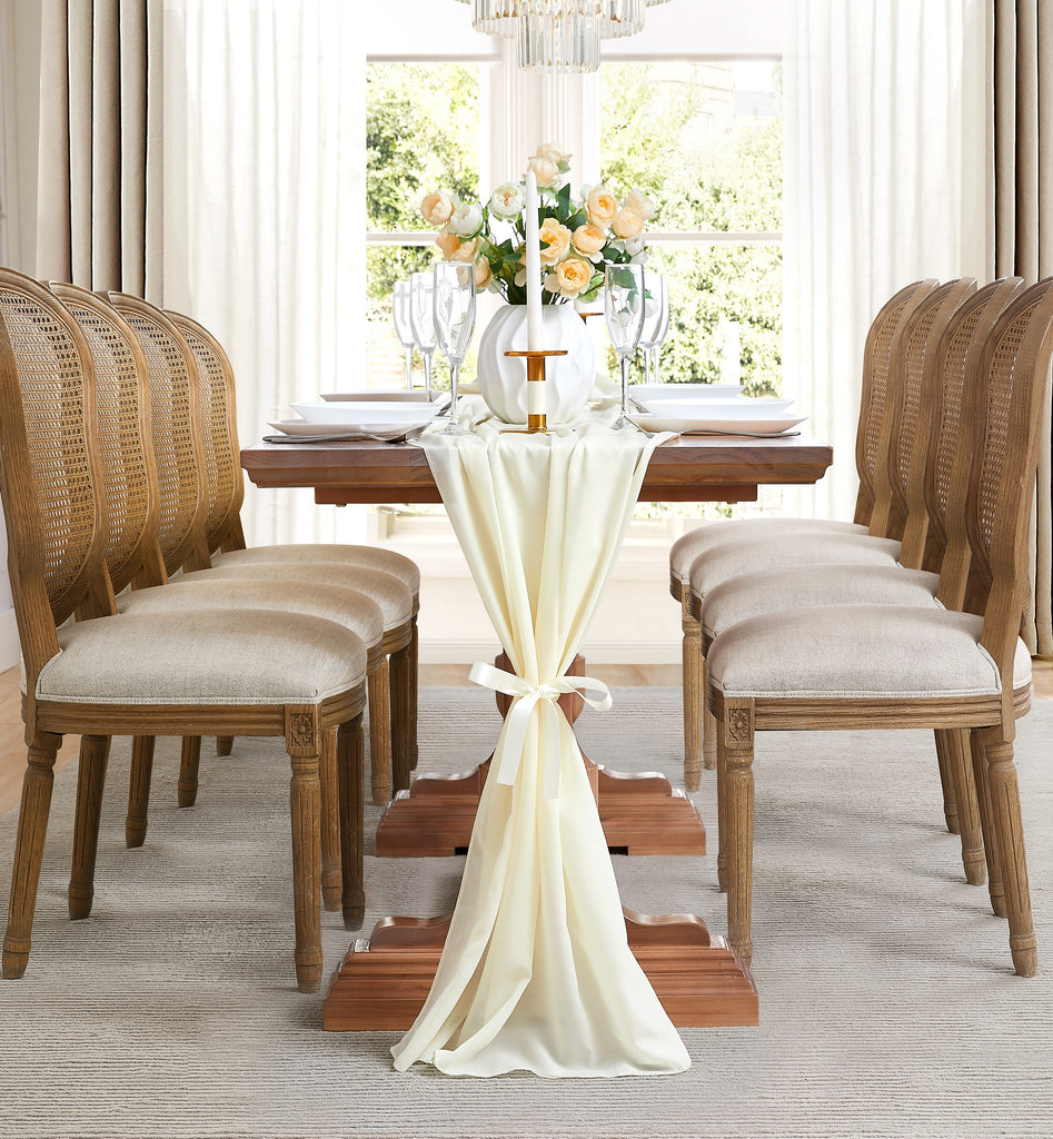 Warm Home Designs Chiffon Table Runner for Wedding Table Decor in 6 Sizes with 2 Free Tie-Backs
