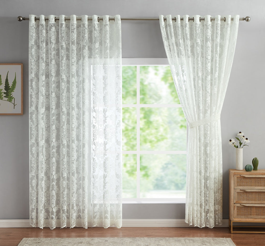 Warm Home Designs Pair of Knitted Lace Curtains with Grommets. Chic, Flowing Design at Affordable Price