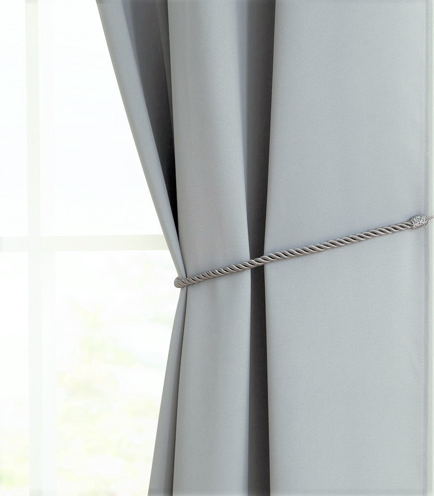 Warm Home Designs Light Grey Blackout Curtain Panels, Pairs & Valances with Tie-Backs in 7 Sizes