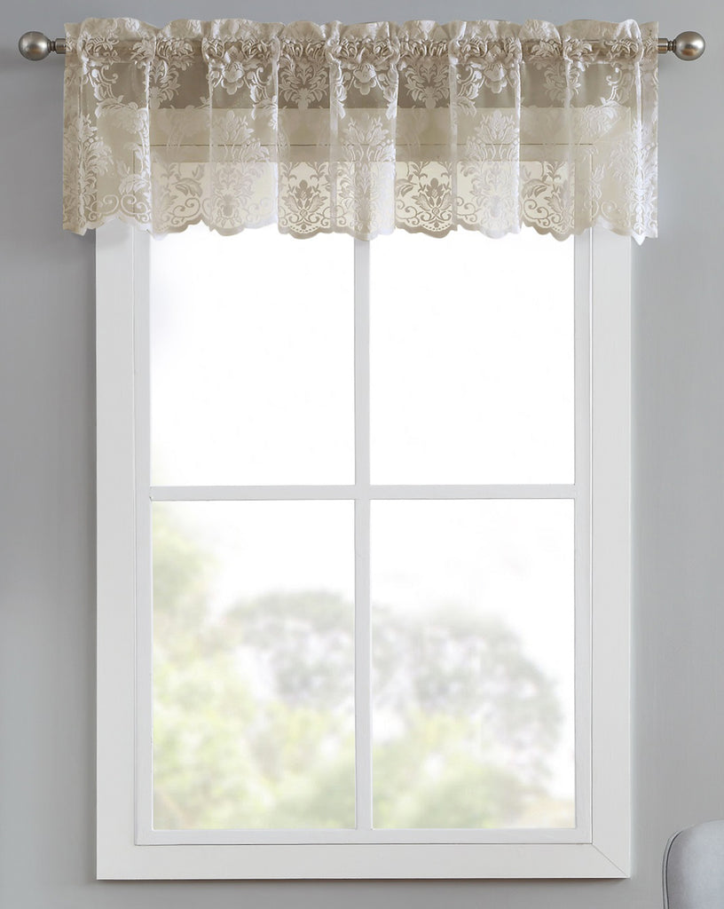 Warm Home Designs Pair of Knitted Lace Kitchen Swag Curtains with Charming Flower Pattern. Add Tiers & Valance for Ultimate Elegant Look