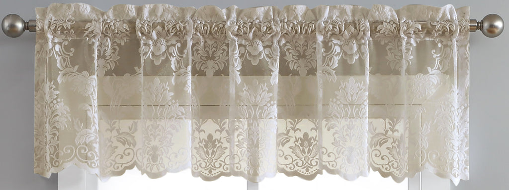 Warm Home Designs Pair of Knitted Lace Kitchen Swag Curtains with Charming Flower Pattern. Add Tiers & Valance for Ultimate Elegant Look