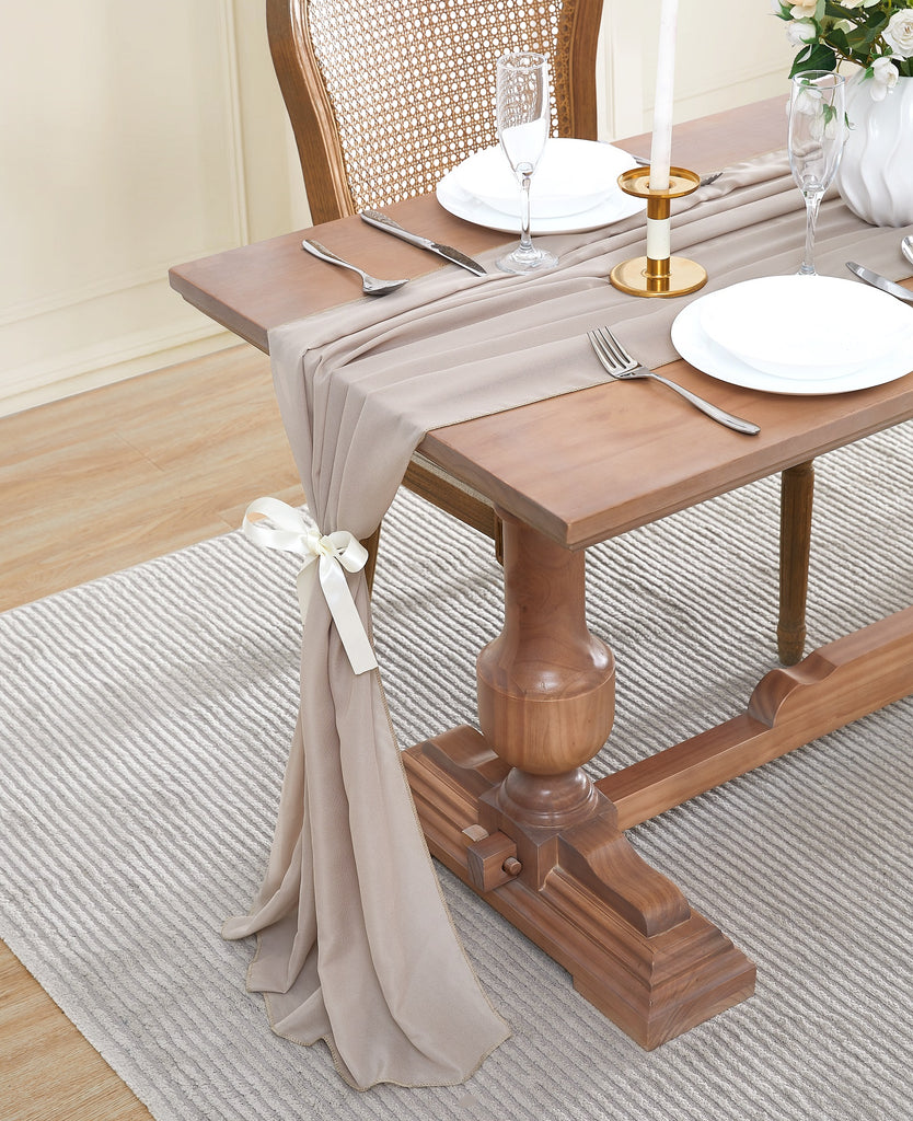 Warm Home Designs Chiffon Table Runner for Wedding Table Decor in 6 Sizes with 2 Free Tie-Backs