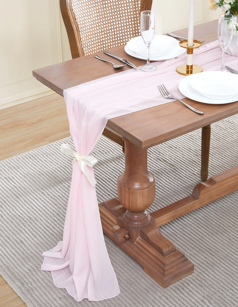 Warm Home Designs Chiffon Table Runner for Wedding Table Decor in 6 Sizes with 2 Free Tie-Backs