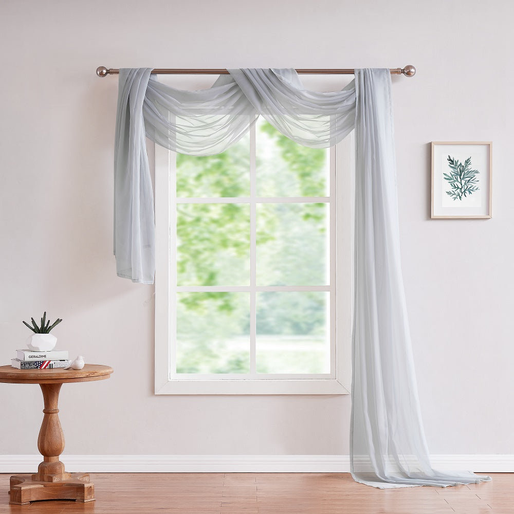 Warm Home Designs 12, 18 or 24 Foot Long, 55 Inch Wide Sheer Fabric Window Scarves, Bed Canopy Scarf, Wedding Arch Drapery