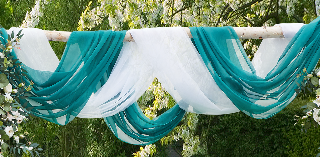 Warm Home Designs 12, 18 or 24 Foot Long, 55 Inch Wide Sheer Fabric Window Scarves, Bed Canopy Scarf, Wedding Arch Drapery