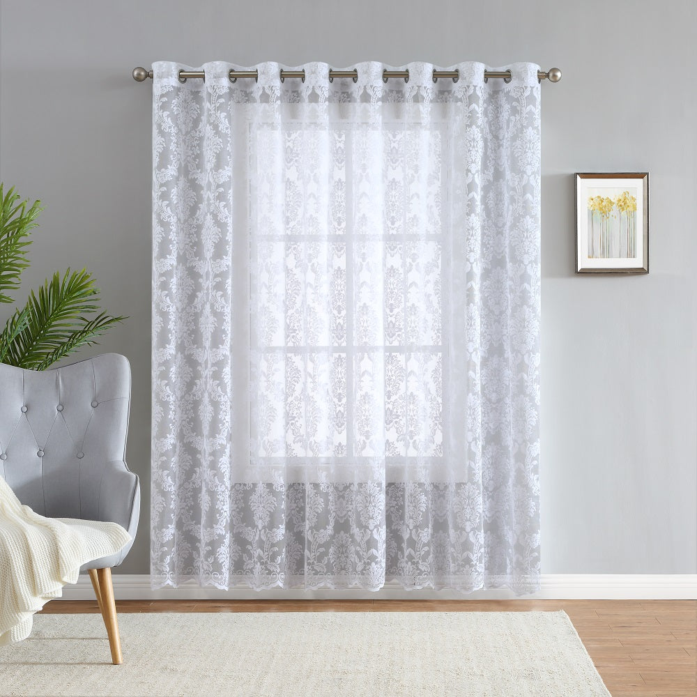 Warm Home Designs Pair of Knitted Lace Curtains with Grommets. Chic, Flowing Design at Affordable Price