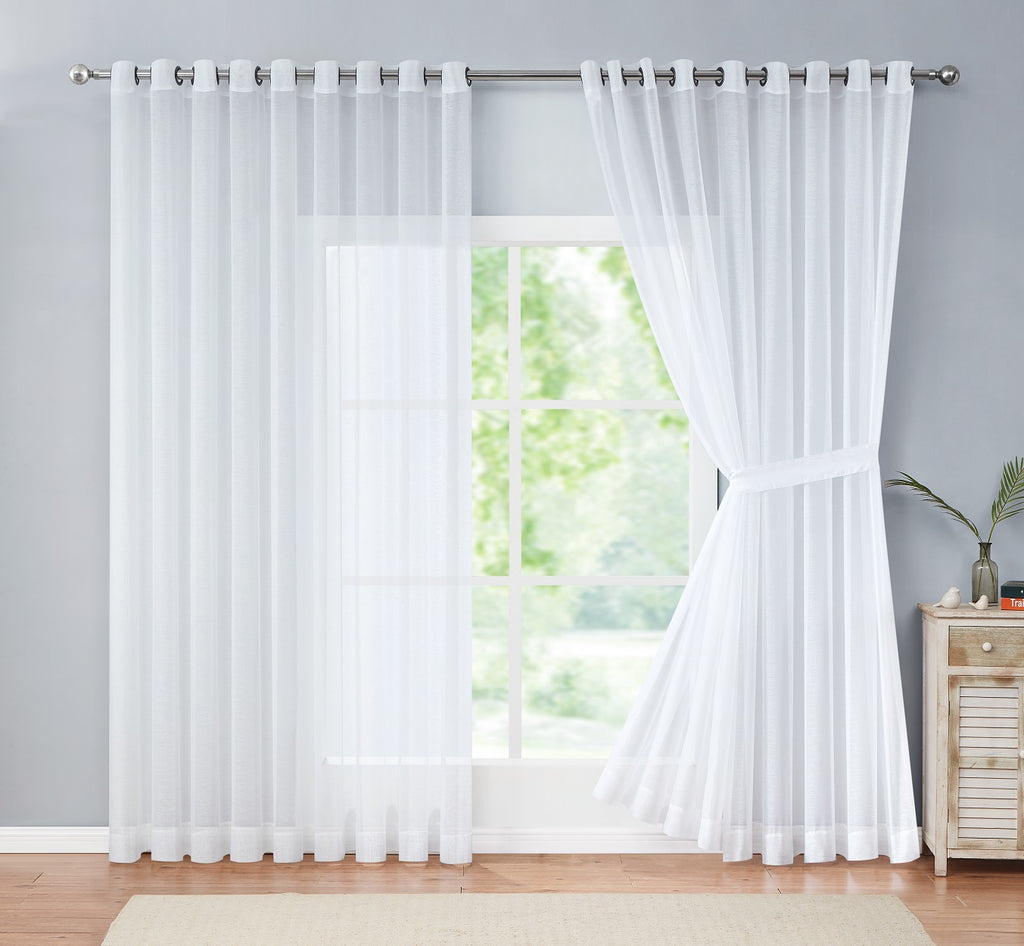 Warm Home Designs 18 Ft. Wide Sheer Extra Large Curtains. Come with 2 Free Tie-Backs