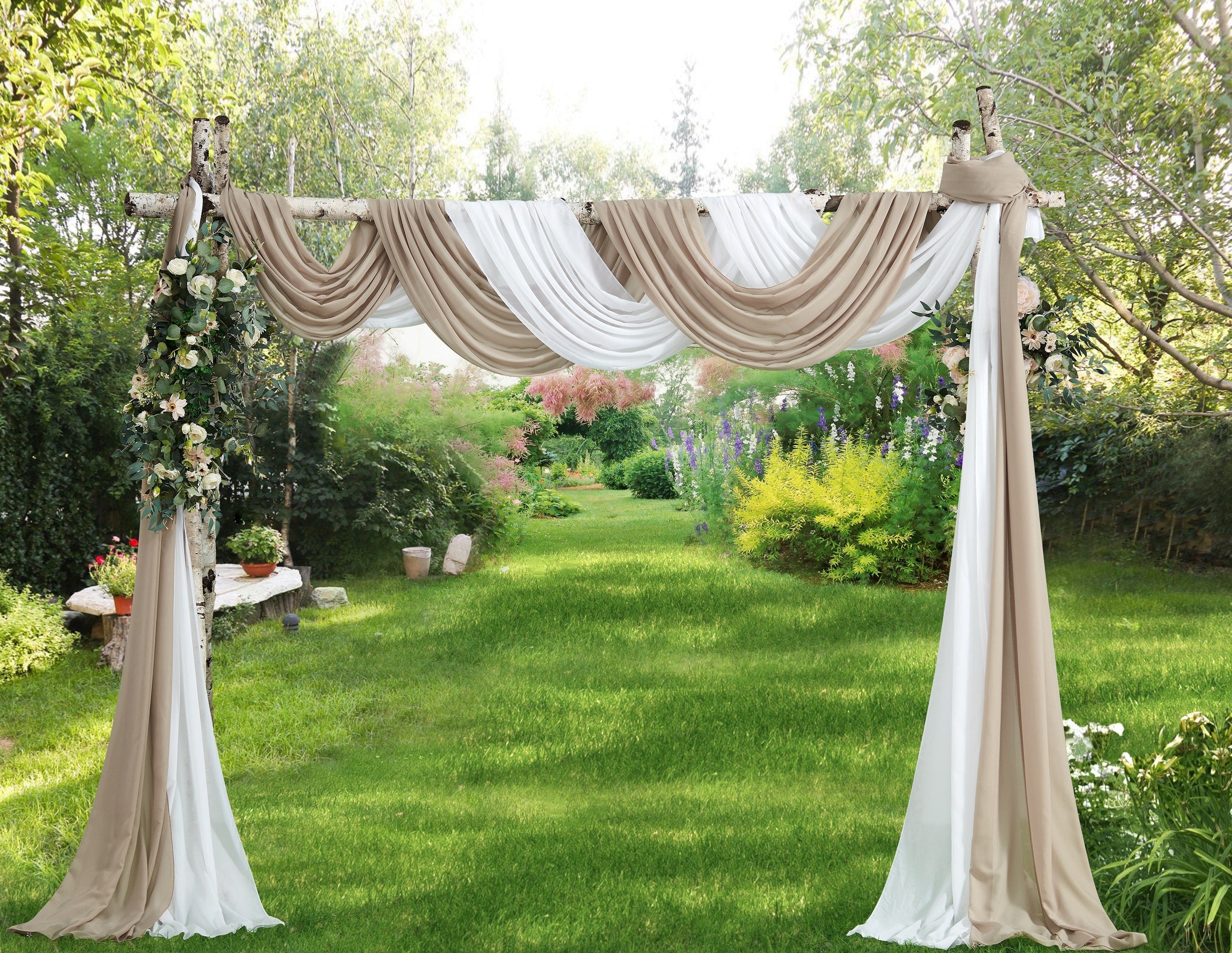 2 Chiffon Wedding Arch Draping Fabric Scarves in 18 or 24 Foot