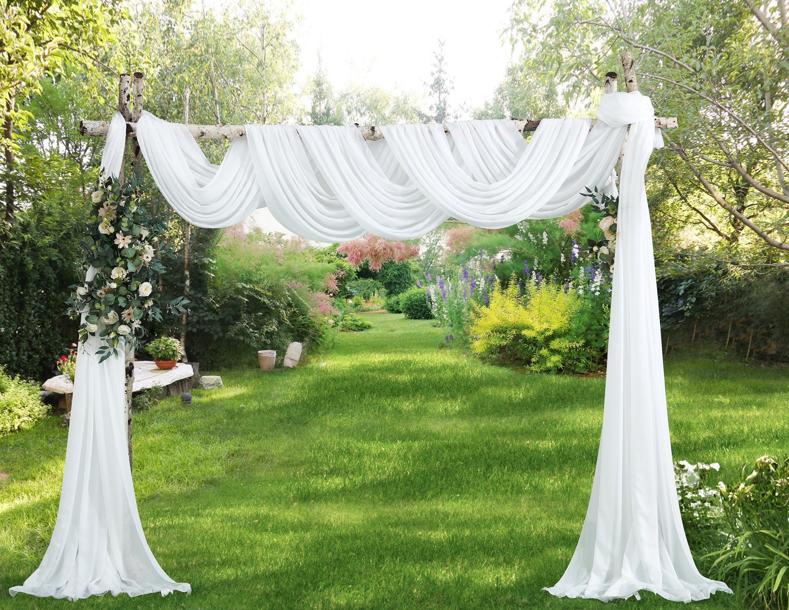2 Chiffon Wedding Arch Draping Fabric Scarves in 18 or 24 Foot Length 