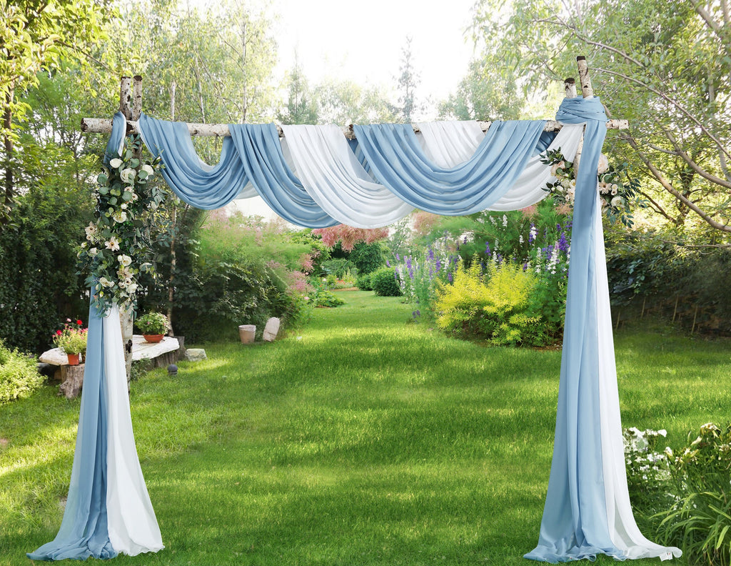 WARM HOME DESIGNS 2 Chiffon Wedding Arch Draping Fabric Scarves in 12, 18 or 24 Foot Length and 5 Colors.