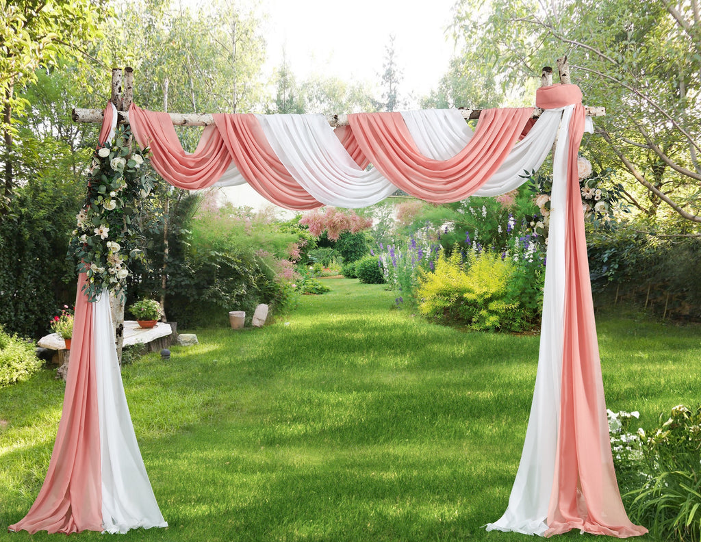 WARM HOME DESIGNS 2 Chiffon Wedding Arch Draping Fabric Scarves in 12, 18 or 24 Foot Length and 5 Colors.
